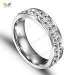 Load image into Gallery viewer, QianBei Two Rows Design Women Fashion Wedding Stainless Steel Rings For Engagement Jewelry Hot
