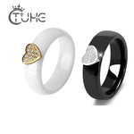 Load image into Gallery viewer, Love Heart  Yellow Silver Color Crystal Finger Rings For Women CZ Original Lovely Heart Ceramic Rings Wedding Party Jewlery
