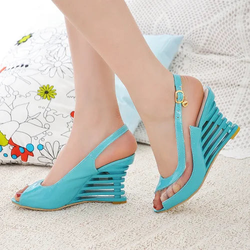 New Women Heel Sandals Buckle Open Toe High Wedge Shoes Women's Summer Shoes Sexy Women Shoes Footwear 67yu