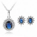 Load image into Gallery viewer, set The New High-grade Navy Blue Suit, Blue Royal Princess Same Paragraph Imitation Gemstones Necklace Set Wholesale
