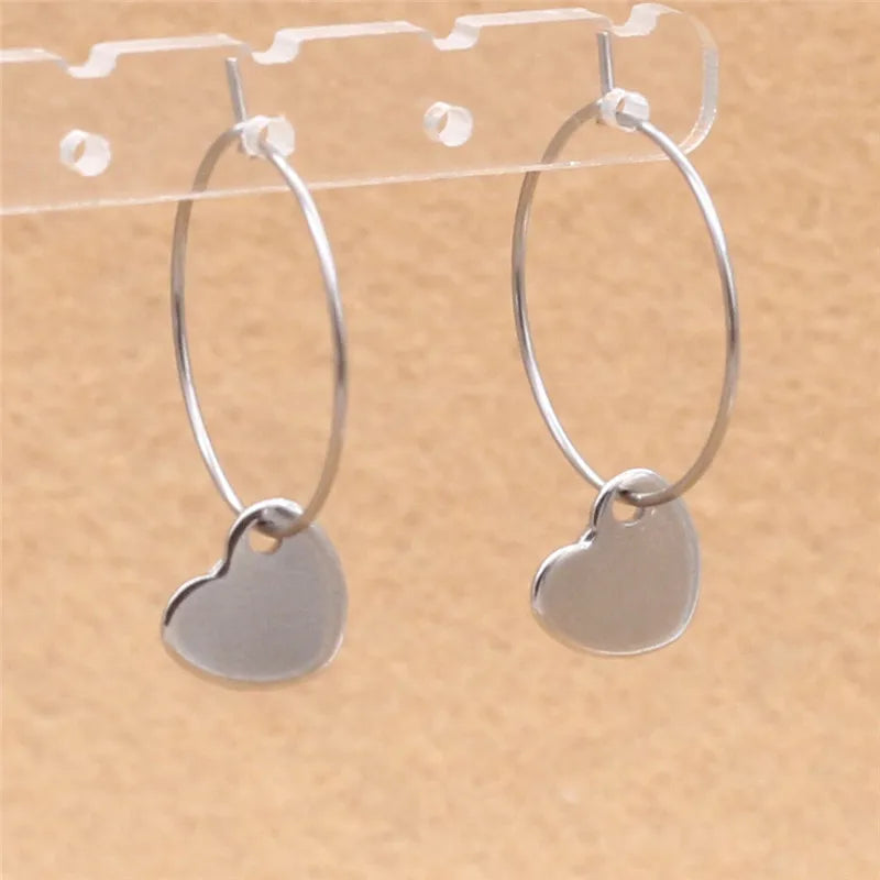 Many style 316 stainless steel hoop earrings with hearts star charms cheap jewelry never fade anti allergy