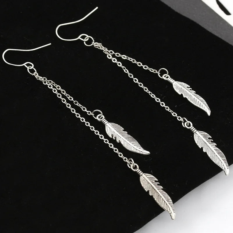 Many Styles Long Tassel Feather Dangle Earing Brincos Femininos Leaf for Women Fashion Bohemian Jewelry