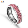 QianBei Two Rows Design Women Fashion Wedding Stainless Steel Rings For Engagement Jewelry Hot