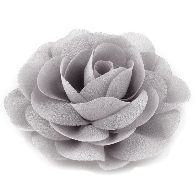 8.5cm Newborn Chiffon Petals Poppy Flower Hair Clips Rolled Rose Fabric Hair Flowers For Kids Girls Hair Accessories