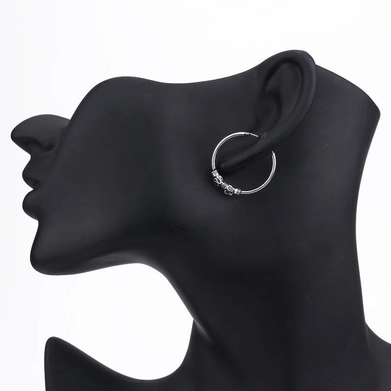 European Vintage Metal Color Hoop Earrings Circle  Handmade Cool 24mm Big Hoop Earring For Women Bijoux Bijoux Fashion Jewelry