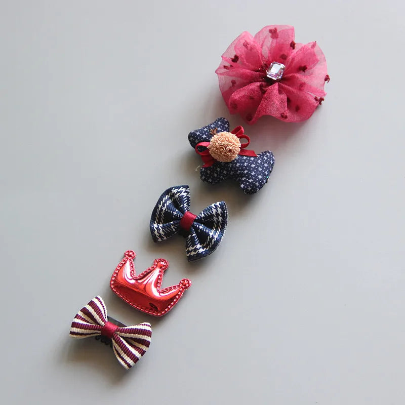 5Pcs/Set Baby Hair Clip Set Baby Headband Accessories Cross Kid Hairclip Cartoon Girl Hair Clip Baby Barrettes Hair Accessories