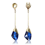 Load image into Gallery viewer, Long Tassel Rhinestone Earrings Crystal Water Drop Ear Clip on Earrings Without Piercing for Women Wedding Clip Earrings
