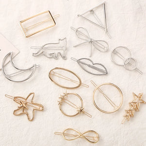 Fashion Woman Hair Accessories Triangle Hair Clip Pin Metal Geometric Alloy Hairband Moon Circle Hairgrip Barrette Girls Holder