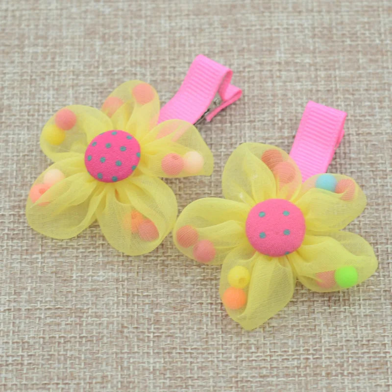 2PCS/lot Hot Sale Children New Hair Clips Cute  Flowers Safety Barrettes BB Clip Little Girls Gifts Kids Hair Accessories