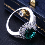Load image into Gallery viewer, Huitan Romantic Plant Series Wedding Rings Luxury Flower Shaped Vintage Euro Style Engagement Ring With Bright Green Stone
