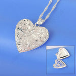 Load image into Gallery viewer, Hollow Out 925 Sterling Silver Chains Necklace Heart Shape Open Case Photo Frame Pendants Necklaces For Women Party Jewelry
