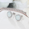 10mm Blue Opal Stone 925 Sterling Silver Stud Earrings Ocean
