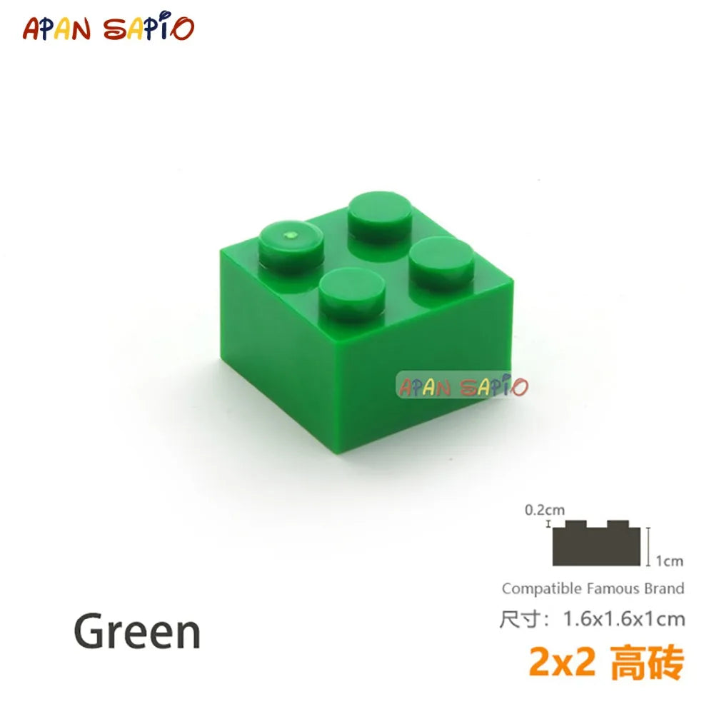 15pcs/lot DIY Blocks Building Bricks Thick 2X2 Educational Assemblage Construction Toys for Children Compatible With Brand