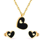 Load image into Gallery viewer, LUXUSTEEL Best Friend Gift Heart White/Black Shell Pendant Necklace Earring Sets Gold Color Choker Collars Collier Female
