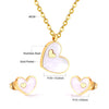 LUXUSTEEL Best Friend Gift Heart White/Black Shell Pendant Necklace Earring Sets Gold Color Choker Collars Collier Female