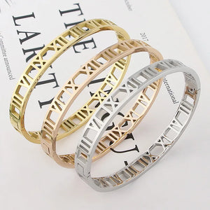 Delicate Hollow Roman Numeral Bracelets & Bangles Titanium Steel Bangle Fine Jewelry For Women Vacuum Plating Bangle Top Quality