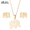 Stainless Steel Paw Necklace Earring for Women Simple Hollow Dog Paw Jewelry Sets Cute Cat Pendant Nekclaces 2023 Birthday Gift