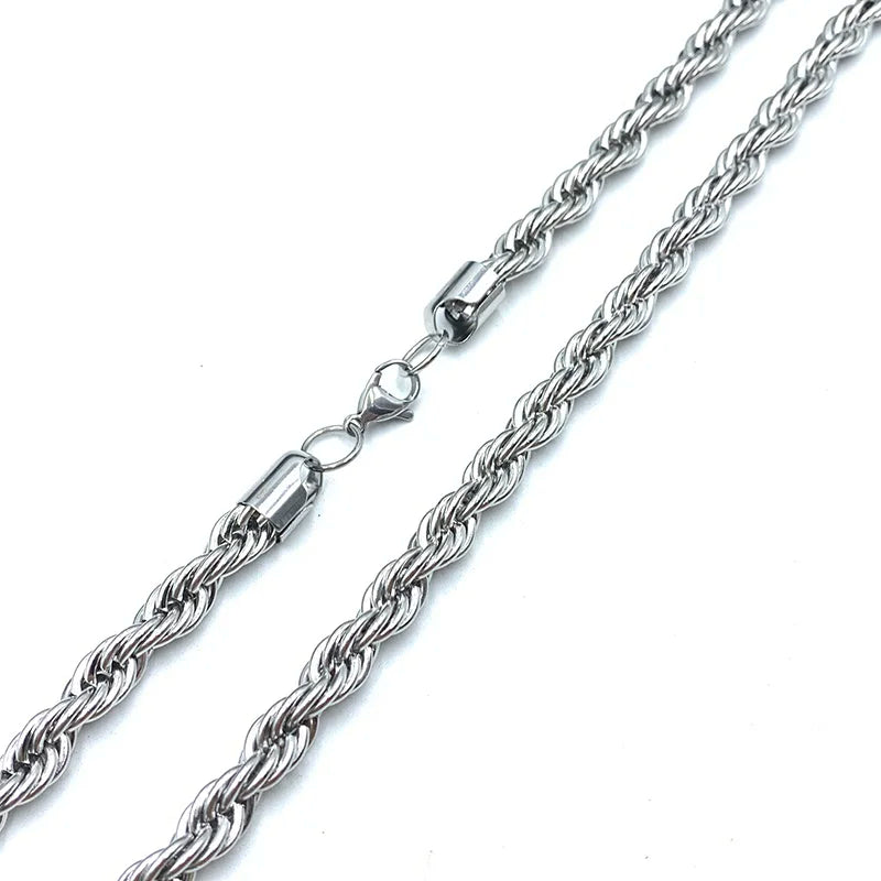 Rope Chains Stainless Steel Necklaces for Women  Men  High Quality 2MM-8MM Hip Hop Jewelry