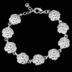 Load image into Gallery viewer, DOTEFFIL 925 Sterling Silver Full Rose Flower Chain Bracelet For Women Wedding Engagement Party Fashion Jewelry
