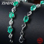 Load image into Gallery viewer, ZDADAN 925 Sterling Silver Emerald Bracelet Chain For Women Fashion Jewelry Accessories
