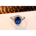 Load image into Gallery viewer, Princess Diana William Kate Middleton's Created Blue Ring Charms Engagement Wedding Women Jewelry

