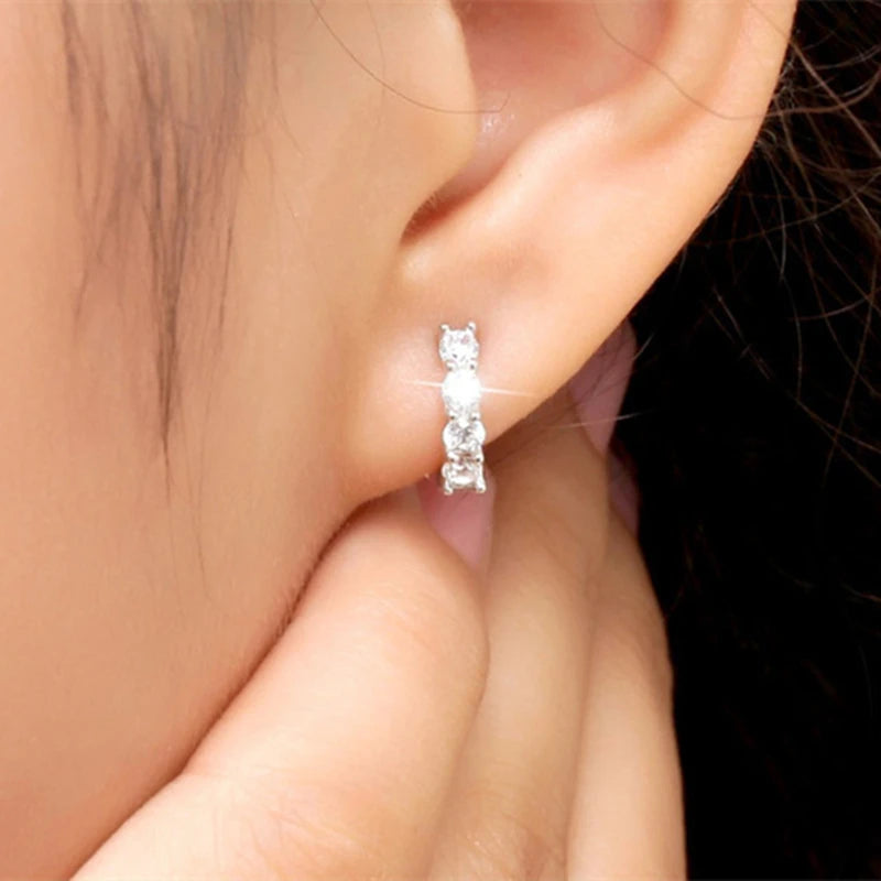 Wholesale 925 Sterling Silver Earrings Inlaid With Zircon Crystal Earrings For Women Wedding Jewelry Gifts