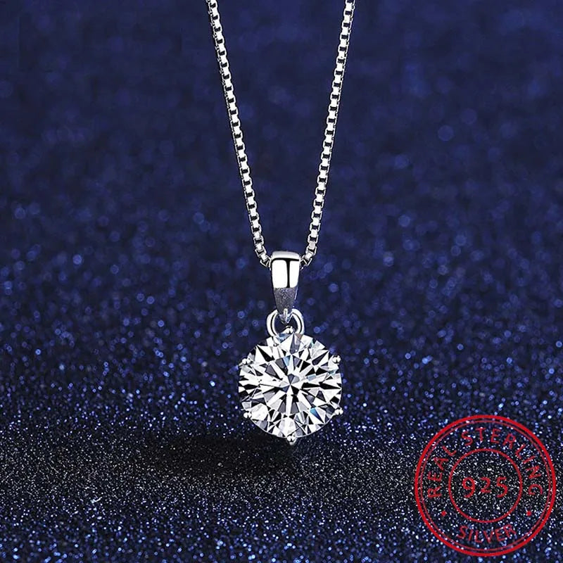 Real 1 Carat D Color Moissanite Bridal Pendant Necklace 100% 925 Sterling Silver Wedding Party Fine Jewelry Gift Wholesale