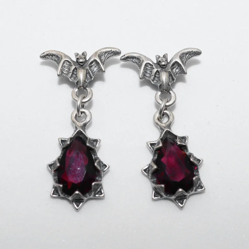 Fashion Personality Gothic Dark Night Bat Zircon Earrings Men and Women Punk Rock Hip Hop Jewelry