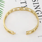 Load image into Gallery viewer, Delicate Hollow Roman Numeral Bracelets &amp; Bangles Titanium Steel Bangle Fine Jewelry For Women Vacuum Plating Bangle Top Quality
