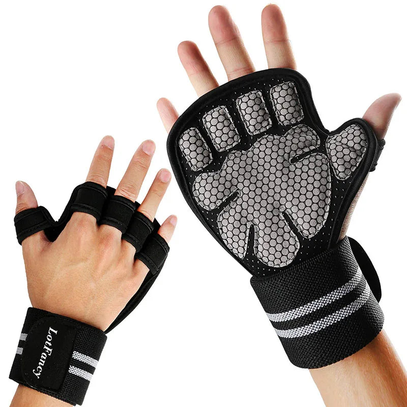 Weight Lifting Gloves Lifting Palm Grips Pads Workout Bodybuilding Training Fitness Gloves Workout Dumbbell Wrist Wrap