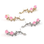 Load image into Gallery viewer, Vintage Rose Flower Cuff Earrings Trendy Rose Flower Climber Crawler Earrings Sparkly Metal Leaf Ear Cuff for Women Girl
