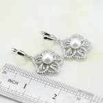 Load image into Gallery viewer, Flower 925 Sterling Silver White Pearl Cubic Zirconia Jewelry Set For Women Wedding Earrings/Ring/Pendant/Necklace
