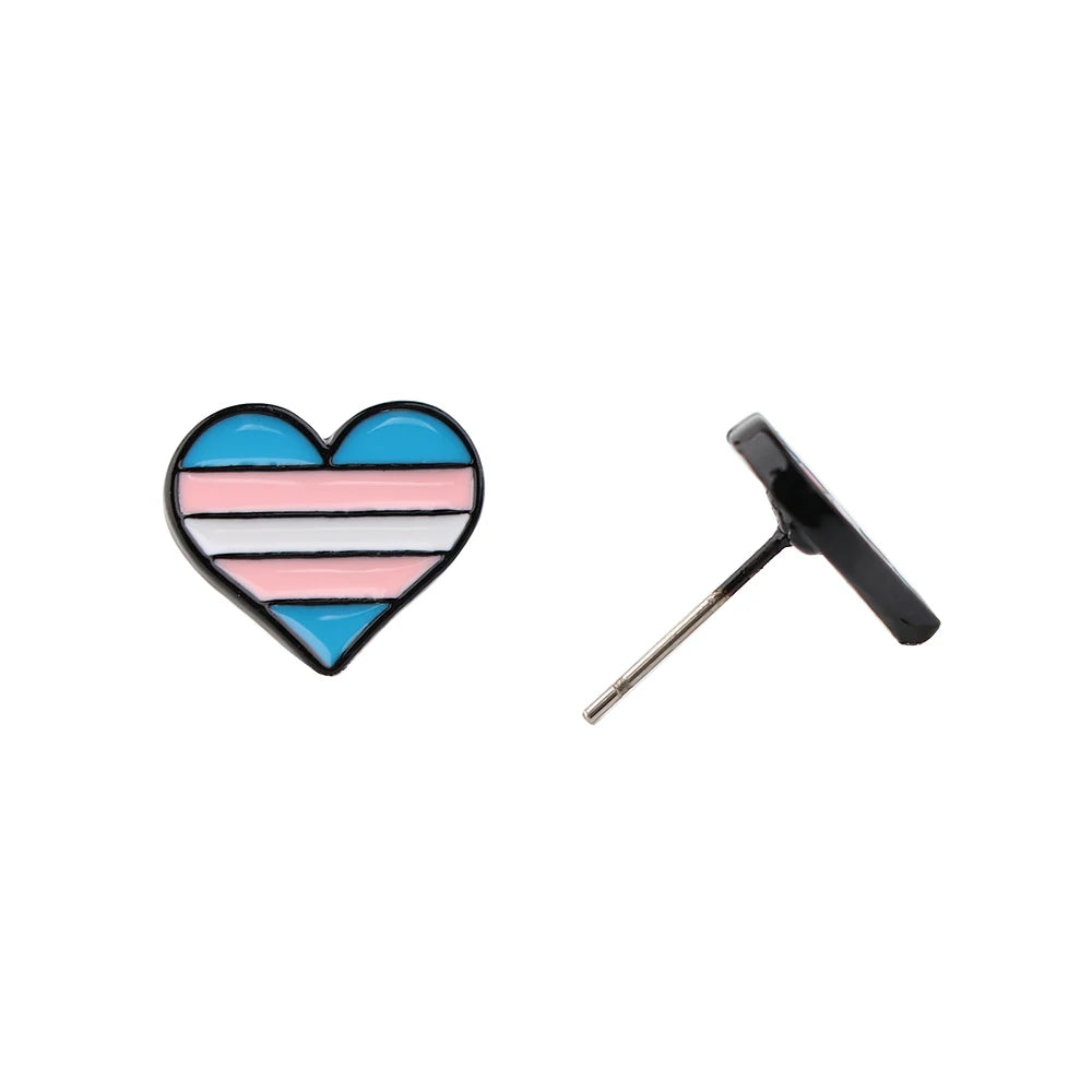 Rainbow Transgender Flag pride LGBT Lovers Heart Piercing Stud Earrings Jewelry For Women Men Gift Stainless Steel Earring