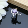 Romantic Purple Amethyst Birthstone 925 Silver Jewelry Set for Women Drop Earring Necklace Open Ring Party Wedding Jewellry