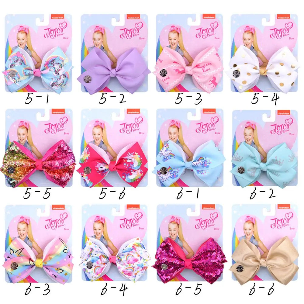 1 Pcs 4.5" jojo clip JoJo Bows Jojo Siwa Rainbow Printed Knot Ribbon Bow Hair Clip Children Hair Accessories  972-J