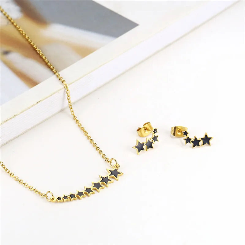 OUFEI Stainless Steel Jewelry Sets for Women Star Necklace Earrings Geometric Necklace Set Of Earrings For Women Jewellery