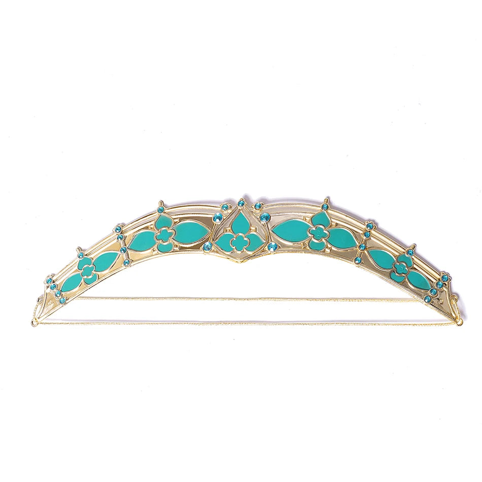 Girls Aladdin Princess Accessory Jasmine Party Tiara Crown Necklace Earrings Magic Lamp Synthetic Hair Kids Jasmine Dress up Wig