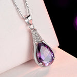 Load image into Gallery viewer, Buyee 925 Sterling Silver Pendant Chain Natural Amethyst Stone Necklace for Woman Girl Luxury Wedding Fine Jewelry Chain
