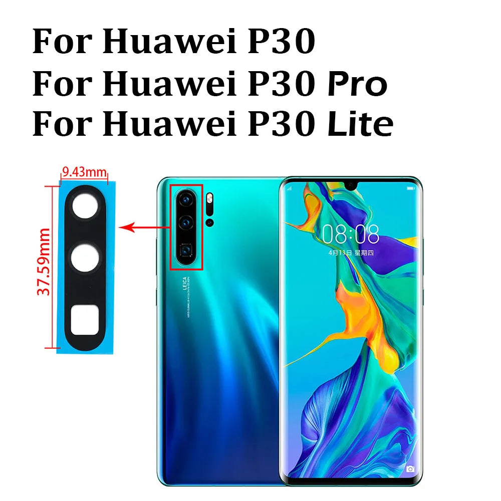 100% NEW For Huawei P50 P40 Lite 5G P40 Lite E P40 P30 Lite P20 Pro Back Rear Camera Glass Lens with Glue Replacement +Tool