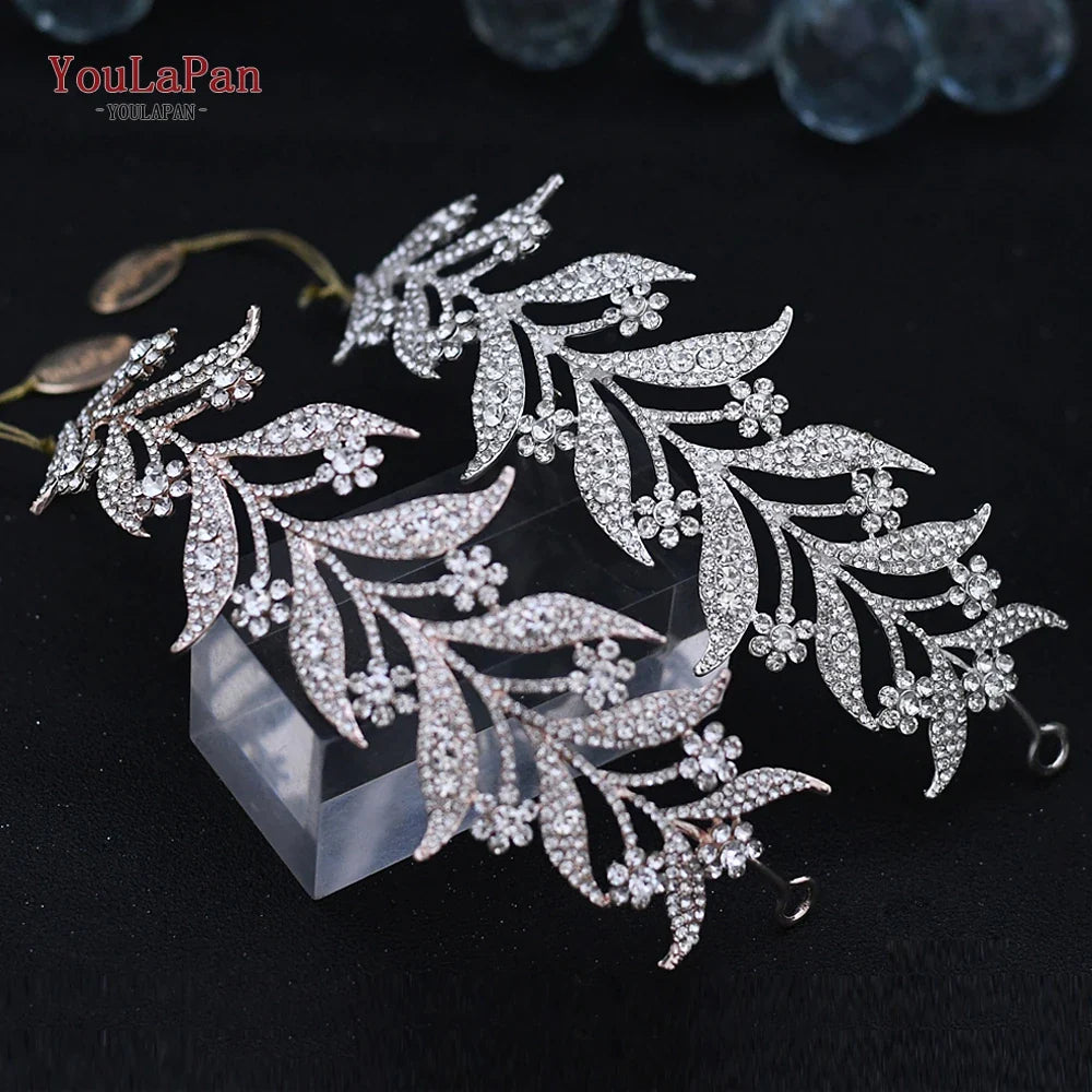 YouLaPan Rhinestone Bridal Headdress Hair Accessories Crystal Wedding Pageant Crown Headwear Hair Jewelry Bride Headband HP326