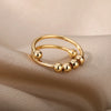 Vintage Beads Rings Finger for Women Rotate Freely Anti Stress Anxiety Single Ring Coil Spiral Beads Rotate Jewlery Gift Femme