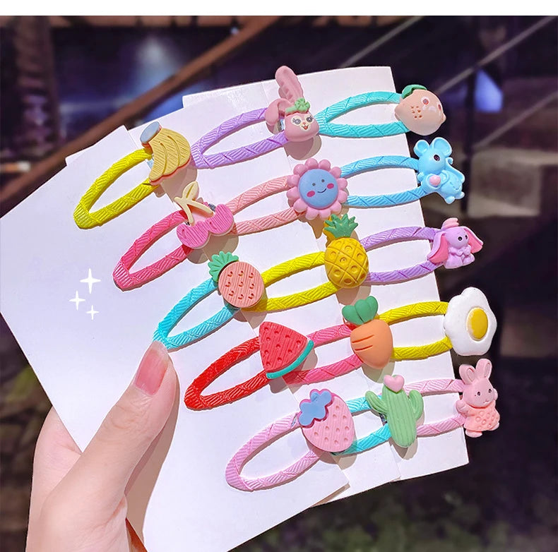 10PCS Girls Cute Cartoon Animal Fruit Hairpins Sweet Colorful Hair Clip Barrettes Headband For Children Kids Hair Accessories