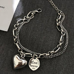 Load image into Gallery viewer, Elegant 925 Sterling Silver Love Letter Heart Double Layer Bracelet Female Unique Design Thai Silver Retro Light Luxury Jewelry
