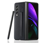 Load image into Gallery viewer, Fashion Lychee Pen Slot Case For Samsung Galaxy Z Fold 6 5 4 3 PU+PC Leather Pattern Cover Anti-knock luxury Cases for Fold5
