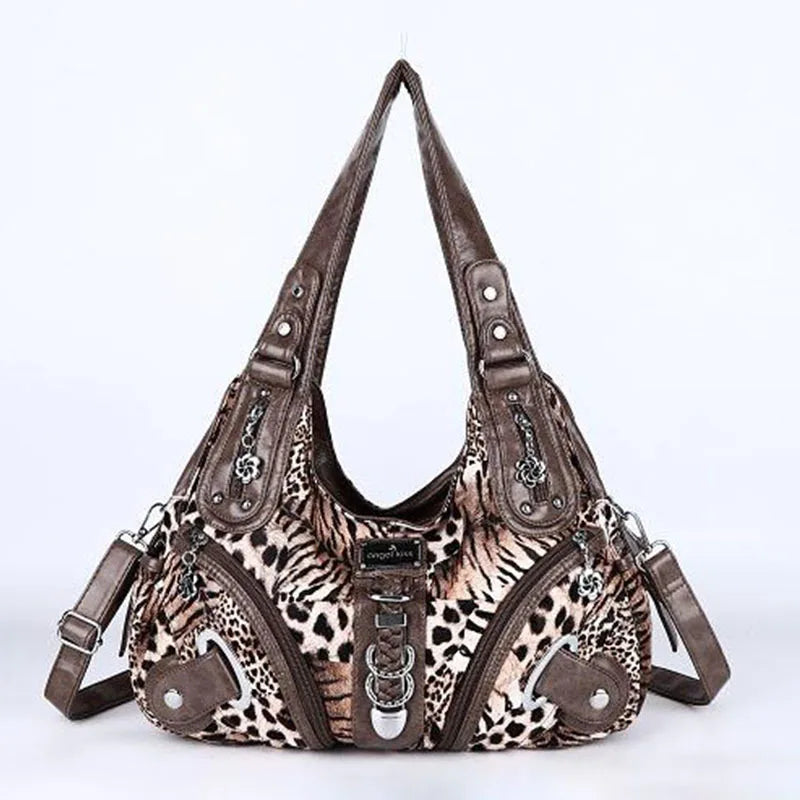 Angelkiss Women Handbags Leopard Bag Top-handle Handbag Fashion Satchel Dumpling Pack Shoulder Bag Tote Bag Hobos Large Purse