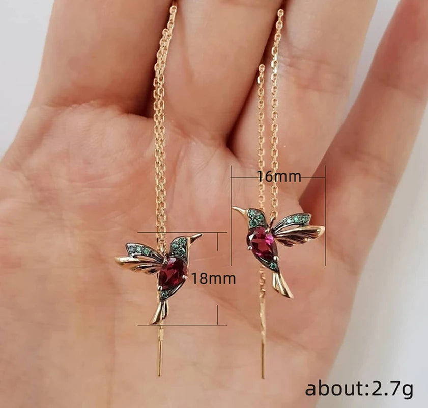 2024 Creative Long Pendant Tassel Crystal Drop Earrings Cute Colorful Enamel Bird Earrings For Women Wedding Band Jewelry