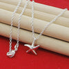 Fashion Jewelry 925 Sterling Silver Starfish Pendant Necklace for Women Engagement Necklace Gift