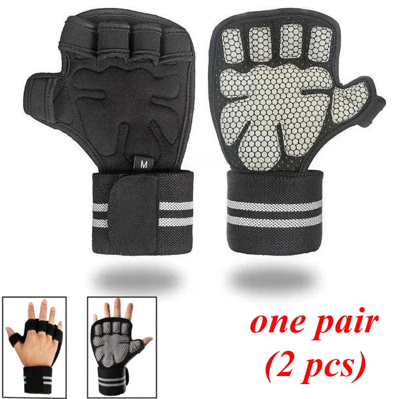 Weight Lifting Gloves Lifting Palm Grips Pads Workout Bodybuilding Training Fitness Gloves Workout Dumbbell Wrist Wrap