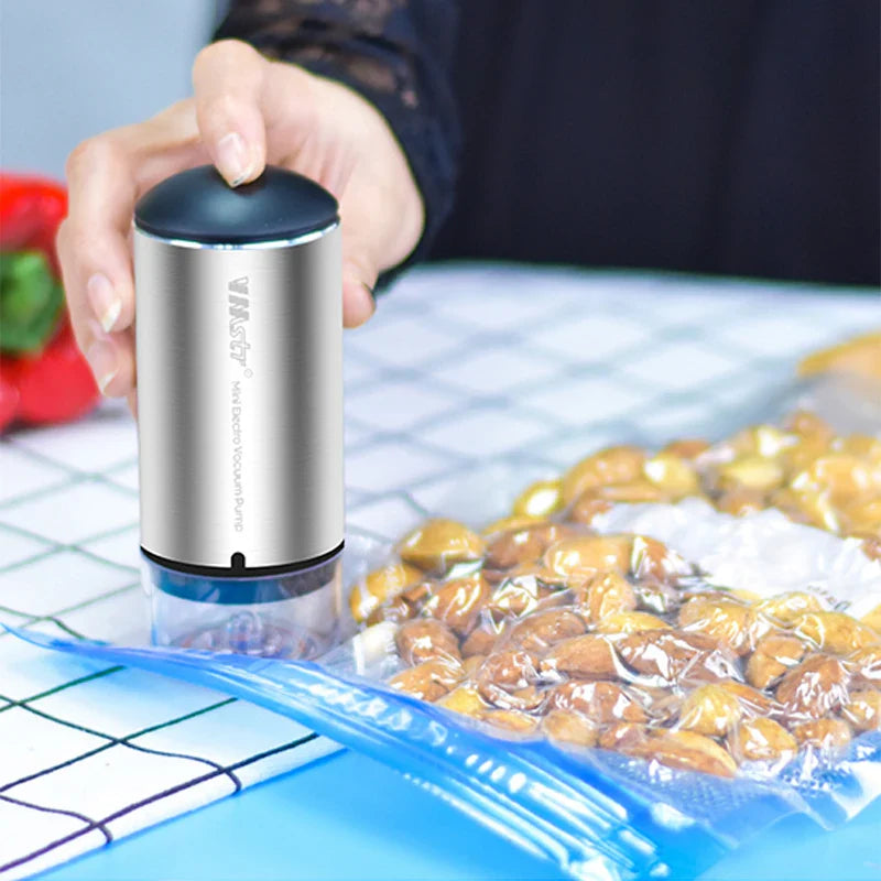 Reusable Vacuum Food Storage Bag Food Vacuum Sealer Sous Vide Bags USB Rechargeable Handheld Vacuum Air Pump Kitchen Gadget