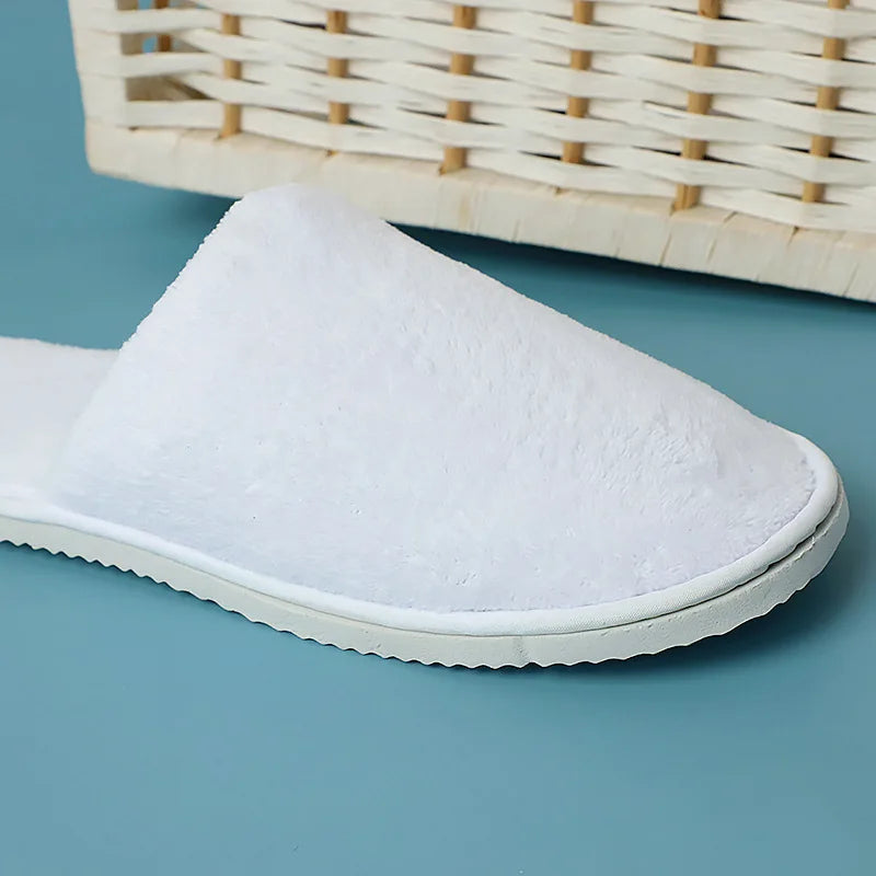 White Cotton Slippers Men Women Hotel Disposable Slides Home Travel Sandals Hospitality Footwear One Size on Sale